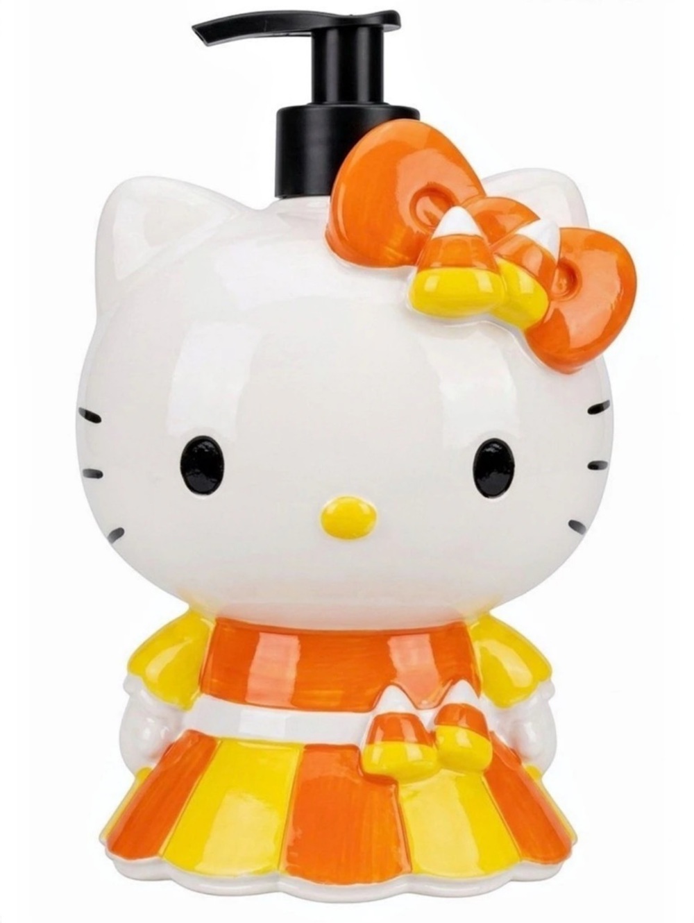NWT Glossy Hello Kitty Halloween Candy Corn Soap Dispenser White & Orange